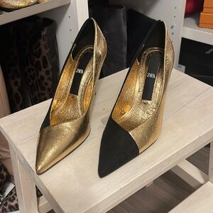 **Wanted to purchase**- Zara Gold and Black Women's Heels